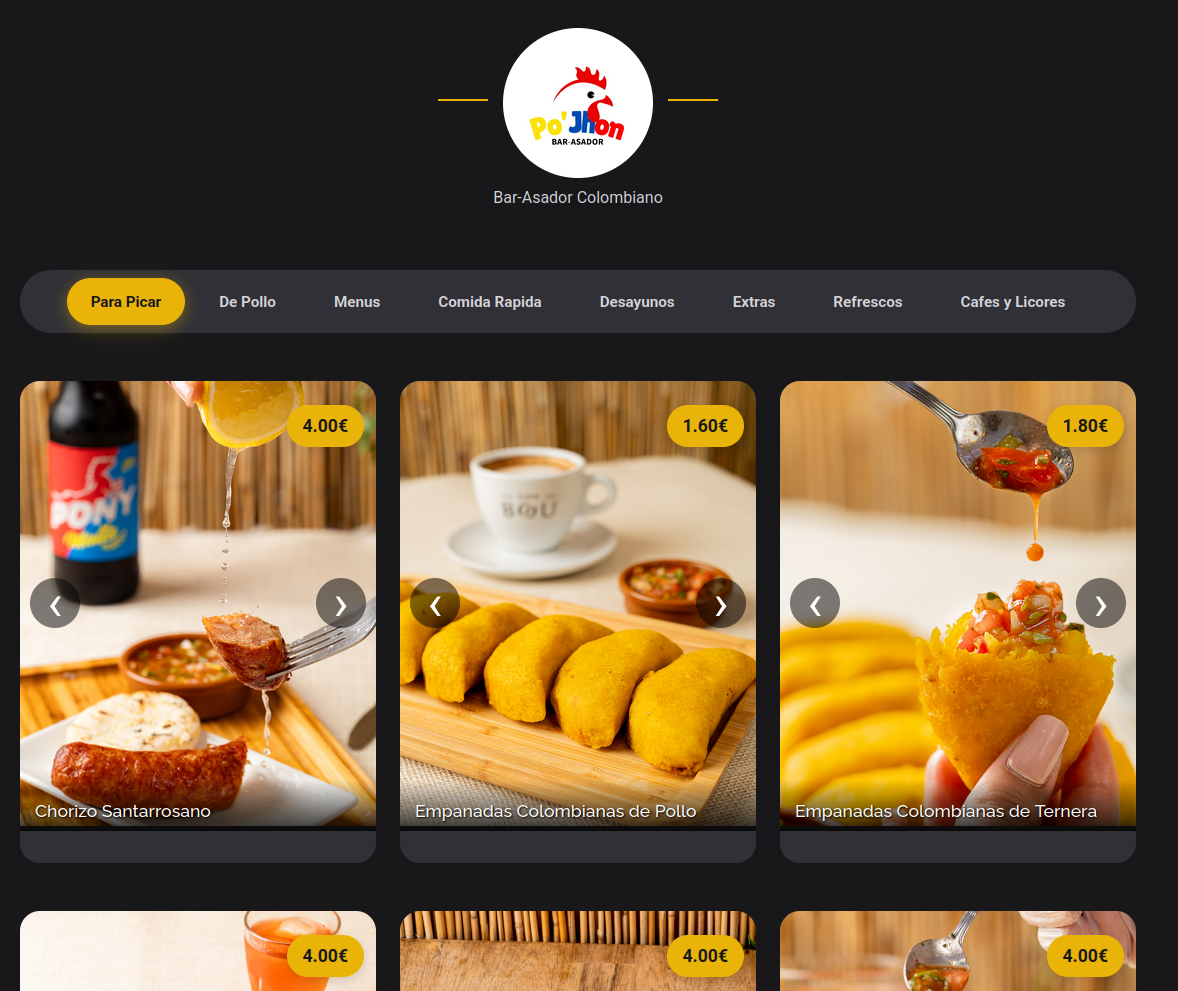 Vista previa menú Po'Jhon